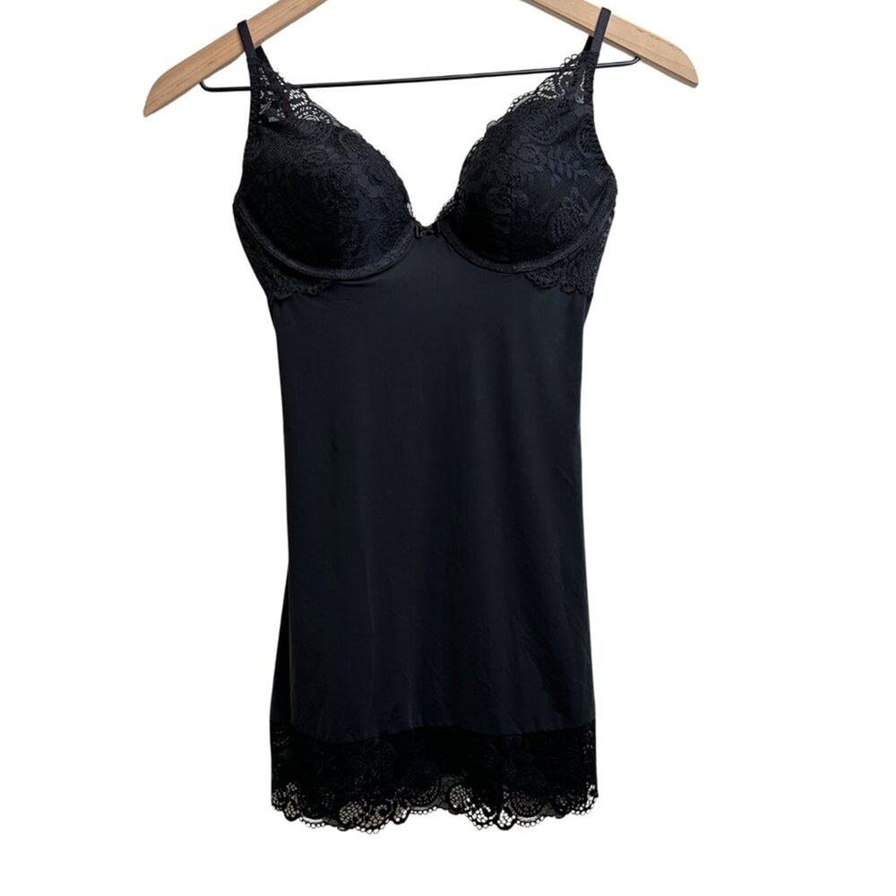Victoria Secret Modal and Lace Mini Slip Dress Black 34C